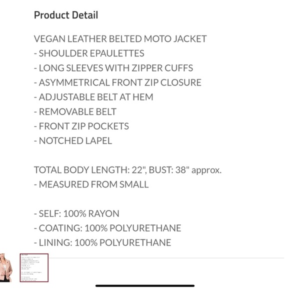 (REDUCED) PINK VEGAN MOTO JACKET - Picture 3 of 3